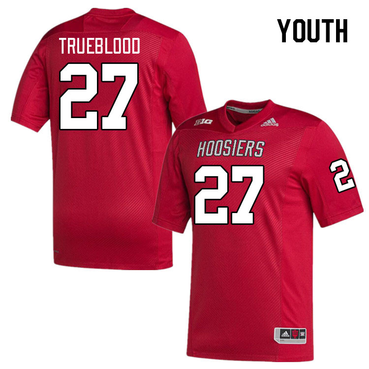 Youth #27 Xavier Trueblood Indiana Hoosiers College Football Jerseys Stitched-Red
